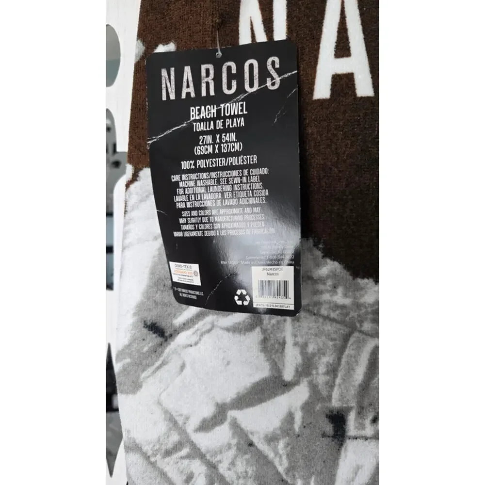 Narcos Beach Towel Cocaine Map Graphic 27x54 Super Soft TV Show New